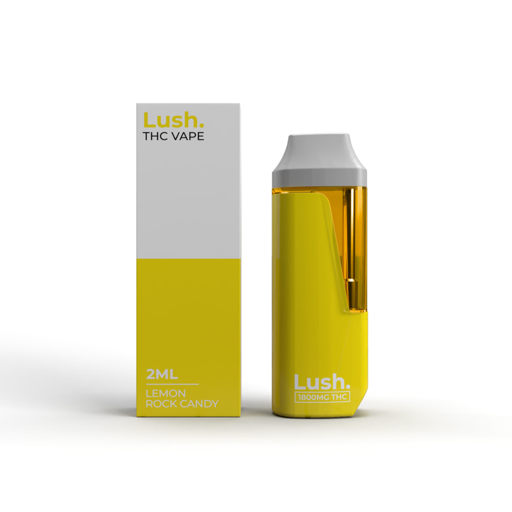 Lush – Discreet THC Disposable Vape (2 Grams) – Lemon Rock Candy (Hybrid)