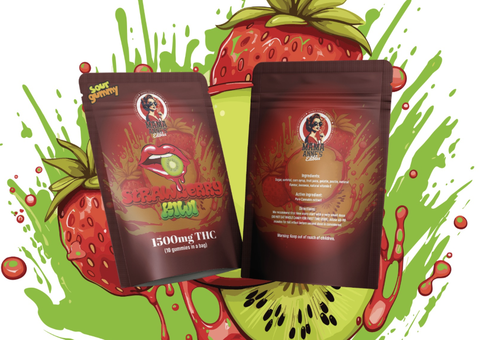 Mama Anne’s Edibles 1500mg – Strawberry Kiwi Gummy (THC)