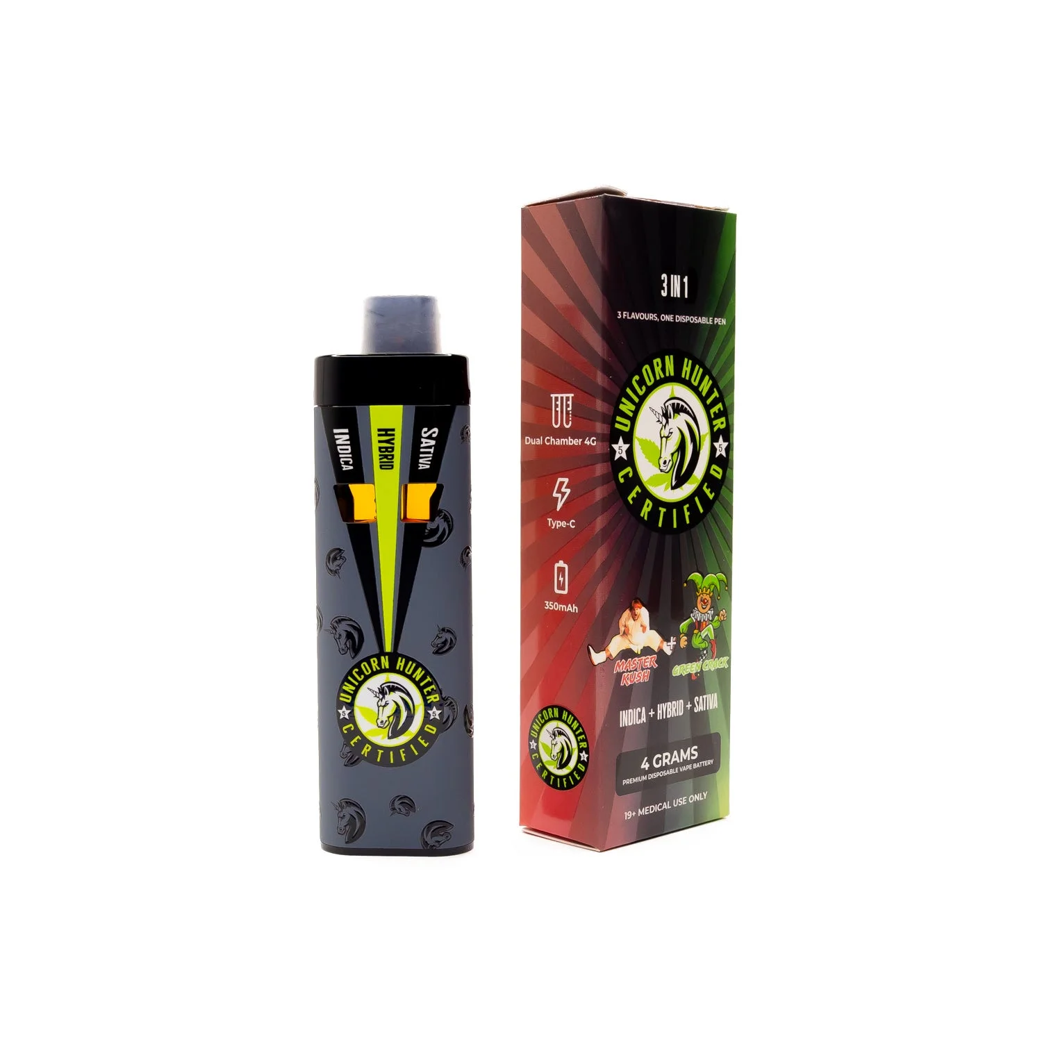 Unicorn Hunter – Disposable Vape (4g) – Master Kush x Green Crack