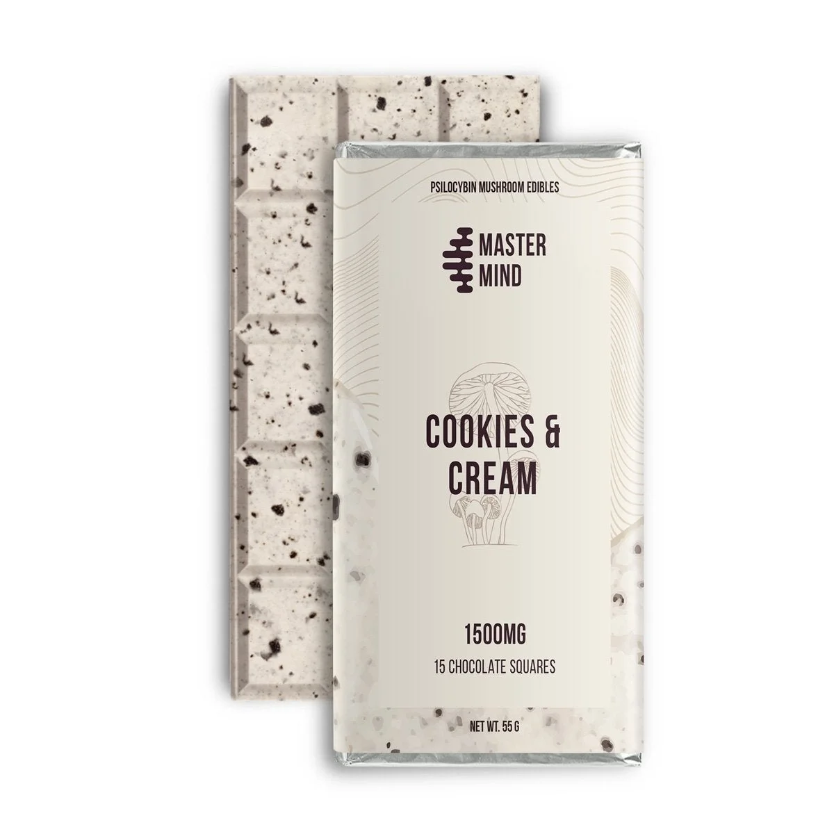 Mastermind – Funghi Chocolate Bar (1500mg) – Cookies & Cream