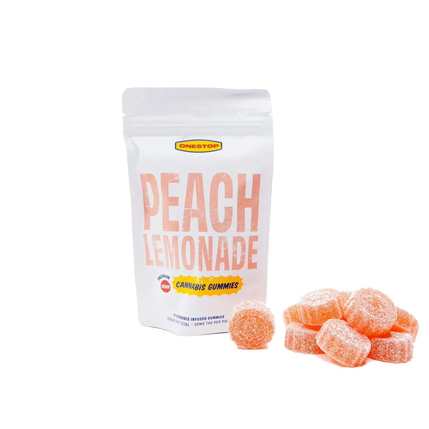 One Stop THC Gummies 500mg – Peach Lemonade