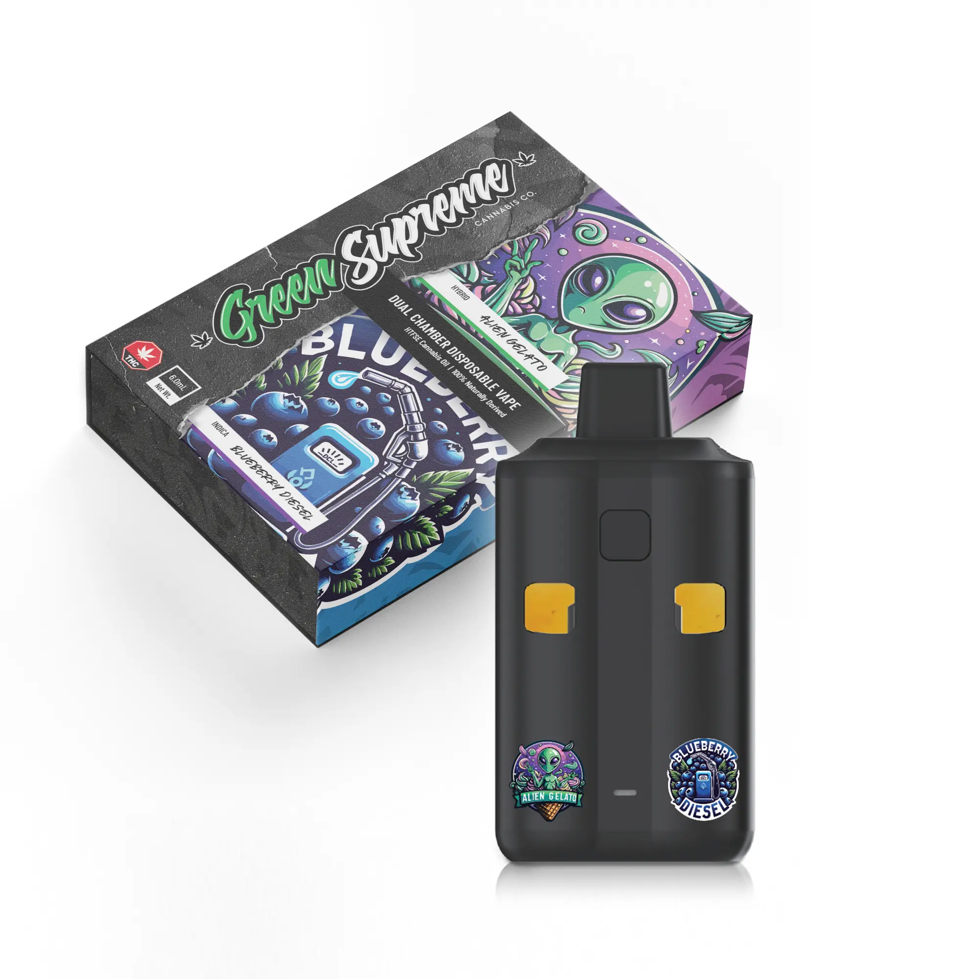 Green Supreme 6g Dual Chamber Vape Pen – Alien Gelato x Blueberry Diesel