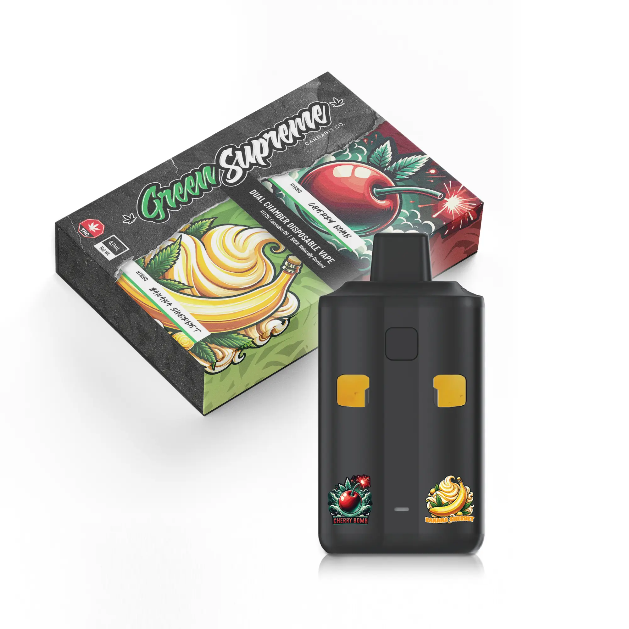 Green Supreme 6g Dual Chamber Vape Pen – Cherry Bomb x Banana Sherbet