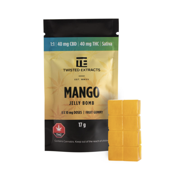 Twisted Extracts – Jelly Bombs 80mg – 1:1 Mango (Sativa)