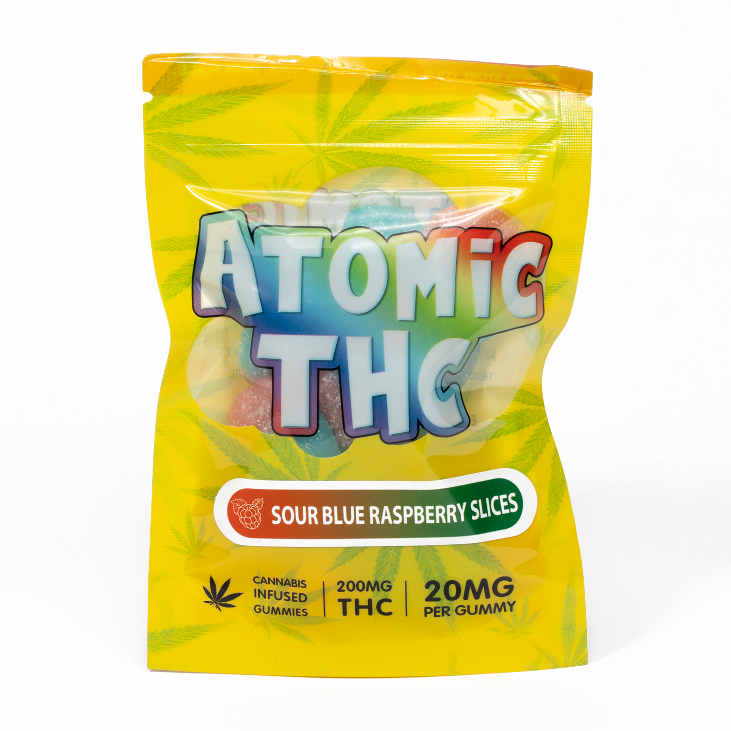 Atomic THC Gummies (200mg) – Sour Blue Raspberries