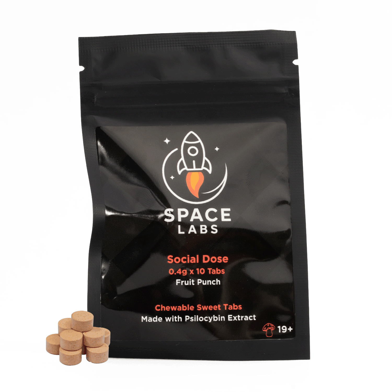 Space Labs – Chewable Sweet Mushroom Tabs – Social Dose (Fruit Punch 4 Grams)