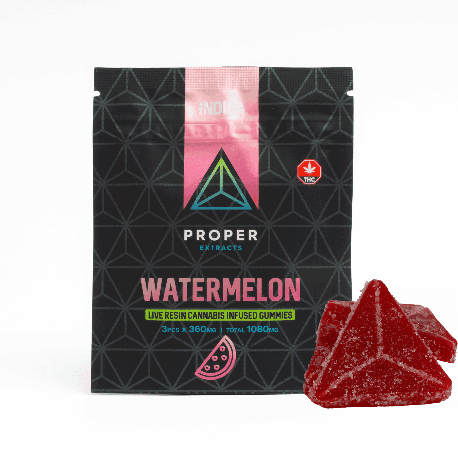 Proper Extracts – 1080mg THC Gummies – Watermelon (Indica)