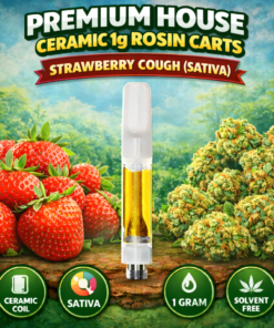 Premium House Ceramic 1g Rosin Carts - Strawberry Cough (Sativa)